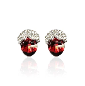 Red or Purple Stud Swarovski Elements Crystal Earrings 18K Gold Plated - Picture 1 of 6