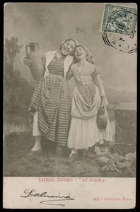 cartolina costumi siciliani DONNE ALL'ACQUA - Picture 1 of 1