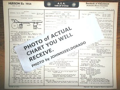 1954 Hudson SIX Series 4D Wasp Models AEA Tune Up & Wiring Chart — 第 1/2 张图片