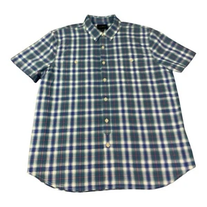 Lucky Brand Short Sleeve Button Up Shirt Blue Plaid, Men's Size XL, NEW - Picture 1 of 9