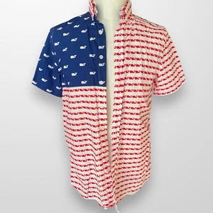 Vineyard Vines  Youth XL 18 Whale Shirt 100% Cotton Short Sleeve Patriotic Flag - Picture 1 of 6