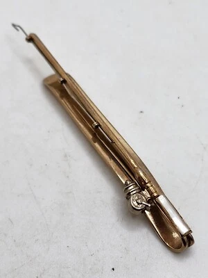 Vintage Swank Fishing Pole Tie Bar/clip Gold Tone Metal - Image 1 of 4