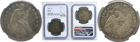 1871 Seated Liberty Dollar NGC VF-20 Cover