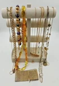 Fashion Jewelry Lot Of 13 Womens Gold Tone Necklaces  + 1 Choker Accessories - Picture 1 of 6
