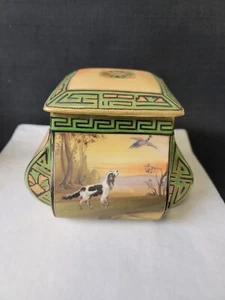 "NIPPON" TOBACCO HUMIDOR EXTREMLY RARE "HUNTING DOG SCENE"  BY: NORITAKE/NIPPON - Picture 1 of 17
