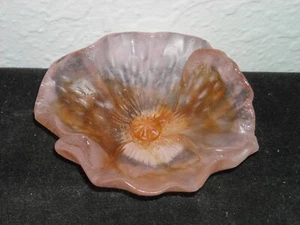 Daum Pate de Verre Small Fleur Hibiscus Bowl - Picture 1 of 7