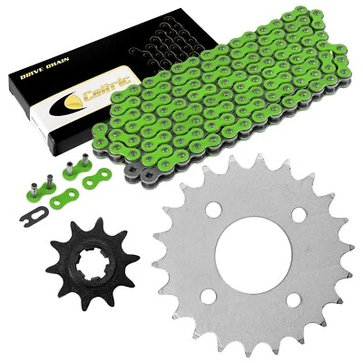 Зеленый комплект цепи привода и звездочки для Suzuki LT80 Quadsport 80 2X4 1989-2006 - Изображение 1 из 4