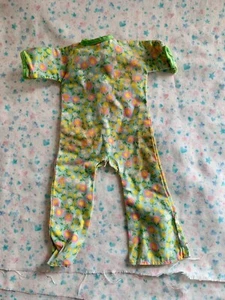 Vtg Med Doll Jumpsuit Ditsy Calico Pattern With Flaw~ Aqua, Pink And Yellow Snap - Picture 1 of 5