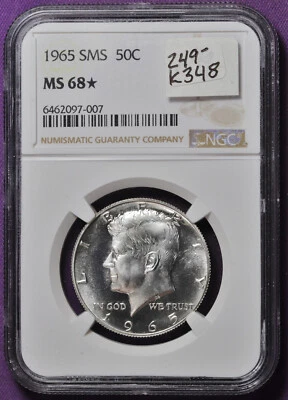 1965 Kennedy Half Dollar.  Special Mint Set.  In NGC Holder.  MS 68*Star.  k348 - Image 1 of 2