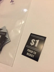 Push To Reject Arcade Münze Tür Knopf Einsatz - $1 - 10er Pack - 18 x 26 mm - Bild 1 von 2