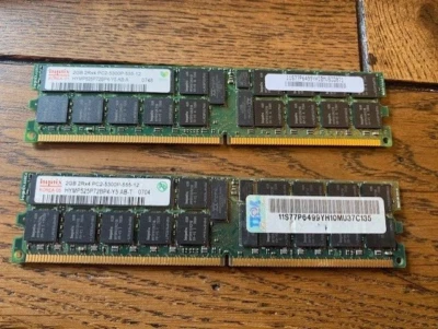 Hynix HYMP525P72BP4-Y5 405476-051 4GB (2x2GB) PC2-5300 DDR2 ECC CL5 240P Memory - Image 1 of 2