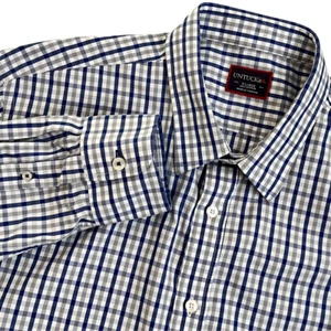 Untuckit Shirt Mens XL Long Sleeve Plaid Check Button Up Cotton Blue Gray White - Picture 1 of 4
