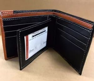 Bifold Wallet Men's Genuine Leather Center Flap Credit/ID Card Holder Slim Purse - Picture 1 of 5