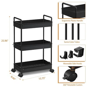 3 Ebenen Trolley Bühnenregale Wagen Aufbewahrungsregal Organizer Mehrzweck Utility - Bild 1 von 7