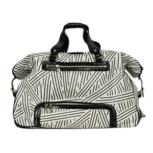 HENRI BENDEL Disturbed Stripe Coated Canvas Rolling Luggage Duffle Weekender Bag - Picture 1 of 24