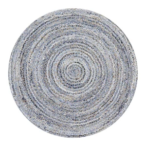 Jute Rug Hand Braided Rug Blue Chindi Cotton Round Living Room Dhurrie 4x4 ft - Picture 1 of 6