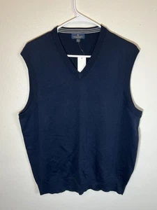 Neu mit Etikett Brooks Brothers Pullover V-Ausschnitt Weste Herren Größe Large Pima-Baumwolle marineblau - Bild 1 von 3