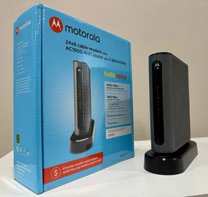 Motorola 24x8 Cable Modem Plus AC1900 Wifi Router Plus 2 Phone Lines for Xfinity - Picture 1 of 14