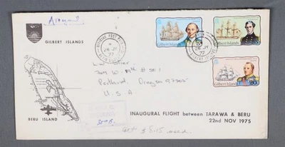 Mayfair Stamps Islas Gilbert 1977 Tarawa a Beru Primer Vuelo Cubierta aau_76007 Foto 1 de 2
