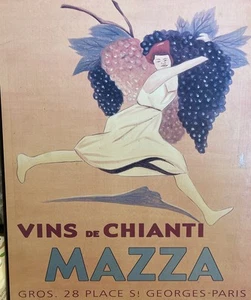 Vintage Vins De Chianti Mazza Werbeschild Trauben Wein - Bild 1 von 3