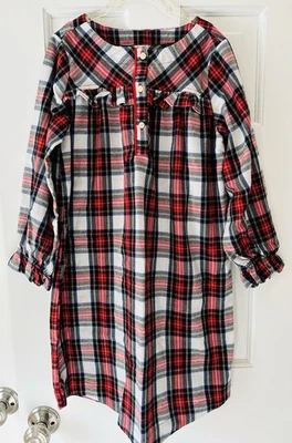 Crewcuts Red and Black Plaid Kids Christmas Pajama Nightgown Size 10 - Image 1 of 4