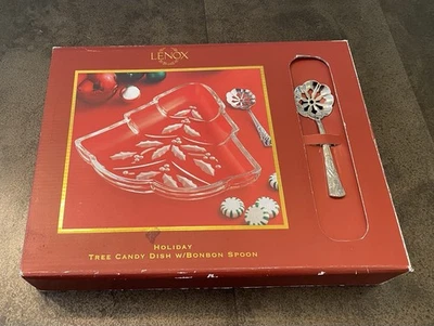 LENOX PLATO DE CARAMELO ÁRBOL DE NAVIDAD DE VACACIONES CON CUCHARA DE CARAMELO Leer por favor Foto 1 de 4