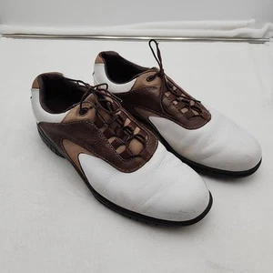 FOOTJOY FJ Contour Series Golf Shoes Men's Size 11.5 M White Brown Leather 54239 - Picture 1 of 14