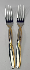 Mikasa Gerald Patrick Empire Gold Twist Dinner Forks Stainless Pair Set Lot 8" - Picture 1 of 4