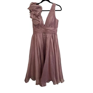 Mac Duggal Rosa Ärmellos Chiffon A-Linie Wadenlang Cocktailkleid Größe 8  - Bild 1 von 6