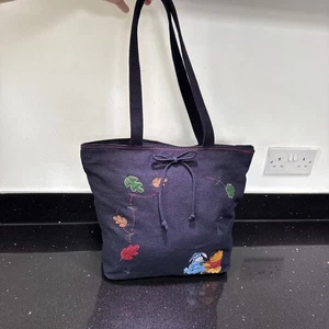 Vintage Winnie The Pooh Embroidered Flower Snap Top Tote Bag 12” X 12” - Picture 1 of 24