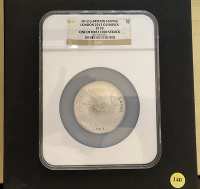 NGC PF70 Ultra Cameo Great Britain £10 2012 London Olympics 5 Oz .999 Silver - Image 1 of 3