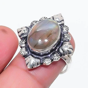 Natural Labradorite Gemstone 925 Sterling Silver Jewelry All Size Ring For Gift - Picture 1 of 1