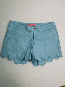 Pantaloncini Lilly Pulitzer blu Buttercup testurizzati orlo capesante donna taglia 0 - Foto 1 di 12