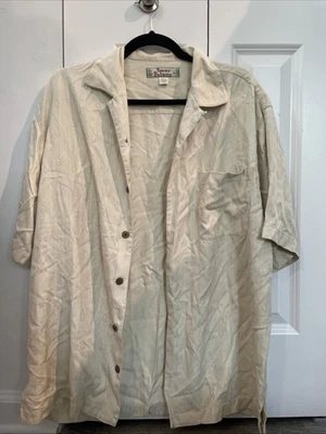Camisa masculina Tommy Bahama manga curta com botões, 100% seda - Imagem 1 de 4