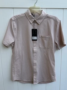 NWT VRST Men’s Small Short Sleeve Textured Button Up Light Pink - Picture 1 of 4