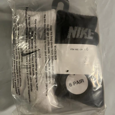 NIKE Niños Calcetines Crew Escuela Niños 6 Pares Talla 10C-3Y Multicolor NUEVO Foto 1 de 2