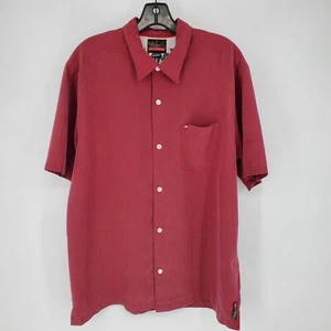 Camisa con botones Quiksilver para hombre grande roja a cuadros manga corta bolsillo frontal - Imagen 1 de 13