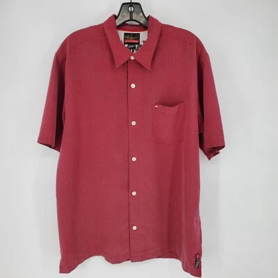 Quiksilver Button-Up Shirt Mens Large Red Check Short Sleeve Front Pocket - Image 1 of 4
