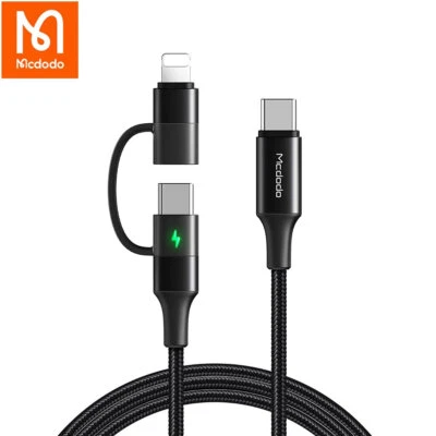Mcdodo 60W USB C to Multi Charging Cable 2 in 1 iPhone/Type-C Fast Charger Cord - Image 1 of 4