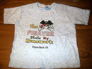 Gildan Unisex Size Small Gray T-Shirt The Pirates Stole my Homework VA Beach - Picture 1 of 3