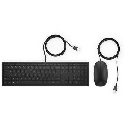 HP Black Wired Keyboard & Mouse Set German Localised QWERTZ Layout Black USB - Image 1 of 3