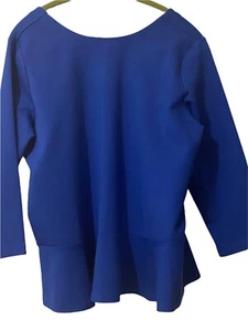 Lands’ End 3/4-Ärmel Ponte Schößchen Top, Damen Petite Large royalblau - Bild 1 von 7