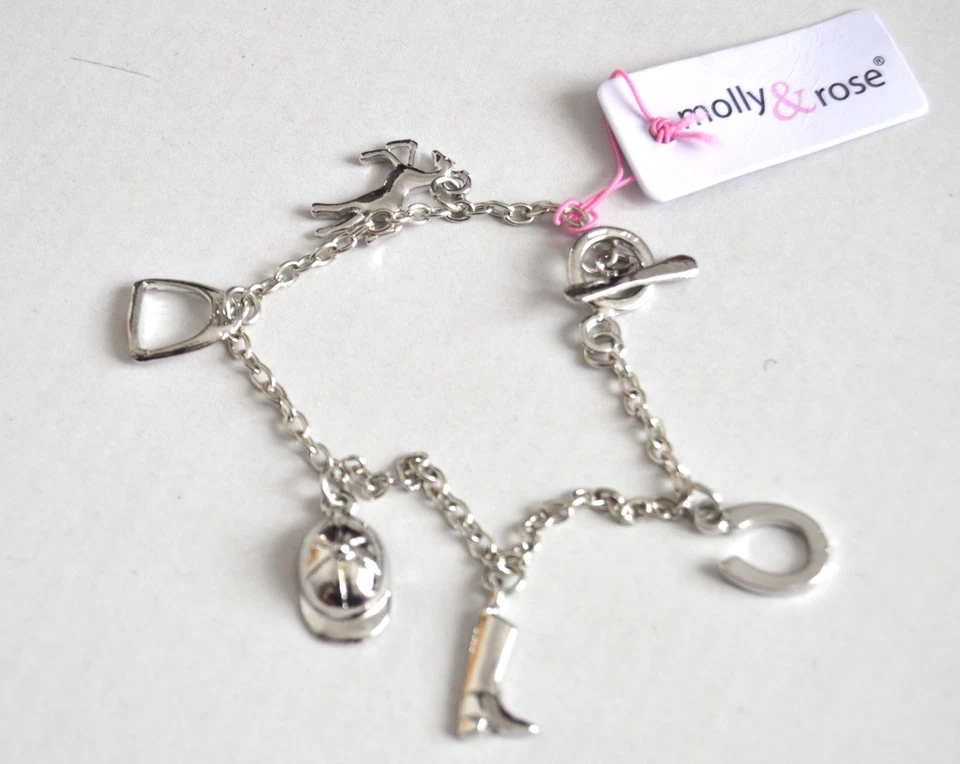 Juelz Horse Riding Theme Silver Chain Bracelet With Charms