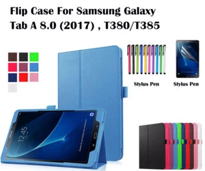 Funda abatible de cuero/protector de pantalla para Samsung Galaxy Tab A 8.0" (2017)T380 - Imagen 1 de 29