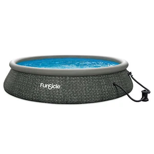 Funsicle 15' x 36" QuickSet Ring Top Above Ground Swimming Pool, Herringbone - Picture 1 of 7