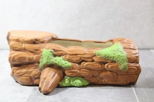 NoS- Vintage Ceramic Brown Log Planter Woodland 8inx3in - Picture 1 of 6