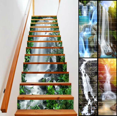 13pcs 3D Stair Riser Staircase Sticker Vinyl Photo Mural Decal Scenery Wallpaper - Image 1 of 4