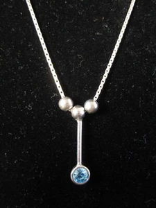 925 sterling silver chain necklace with crystal pendant ITALY - Picture 1 of 10