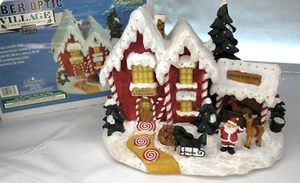 Vintage Bradford Christmas Fiber Optic Lighted Village Color Changing w Box RARE - Picture 1 of 8