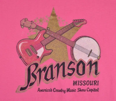 VTG 90s  Branson Missouri Shirt Womens XL Pink Glitter Country Single Stitch USA - Image 1 of 4